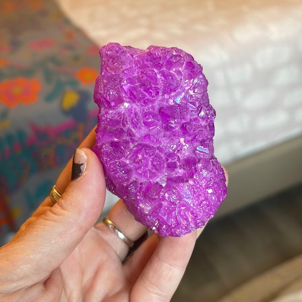 Pink aura quartz chunk